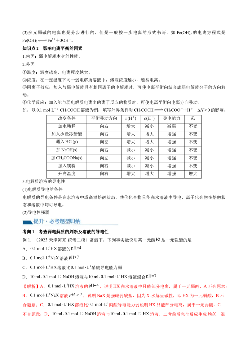 第28讲电离平衡（讲义）（解析版）_05高考化学_2024年新高考资料_1.2024一轮复习_2024年高考化学一轮复习讲练测（新教材新高考）_第28讲电离平衡（讲义）