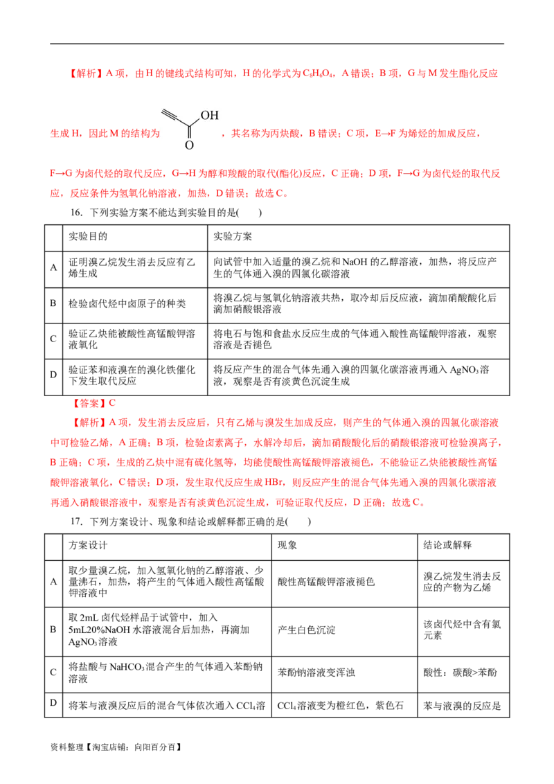 考点34卤代烃(好题冲关)(解析版)_05高考化学_通用版（老高考）复习资料_2024年复习资料_完备战2024年高考化学一轮复习考点帮（全国通用）_考点34卤代烃（核心考点精讲精练）