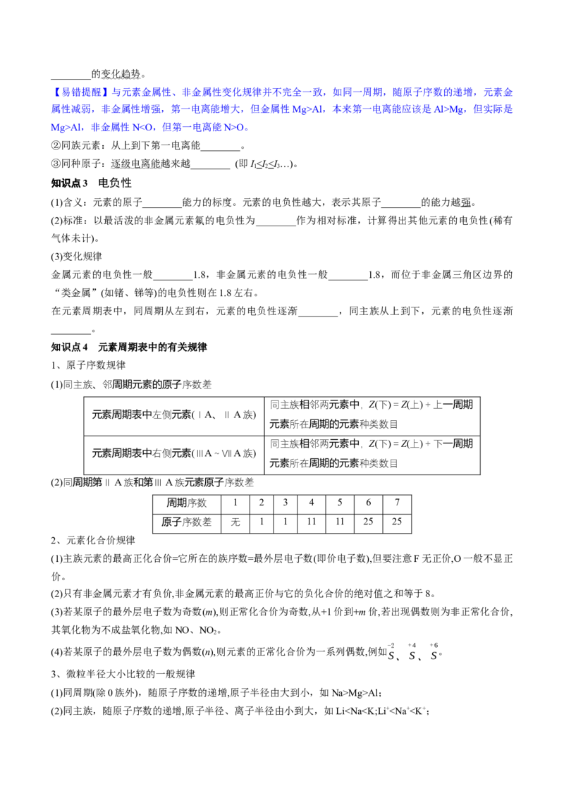 第17讲元素周期律元素周期表（讲义）（原卷版）_05高考化学_2024年新高考资料_1.2024一轮复习_2024年高考化学一轮复习讲练测（新教材新高考）