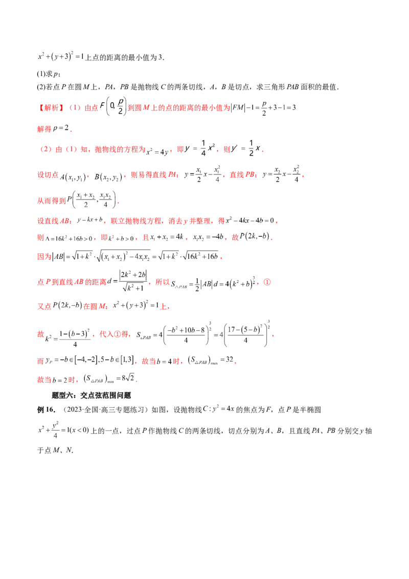 重难点突破12双切线问题的探究（六大题型）（解析版）_2.2025数学总复习_2024年新高考资料_1.2024一轮复习_2024年高考数学一轮复习讲练测（新教材新高考）_第八章平面解析几何