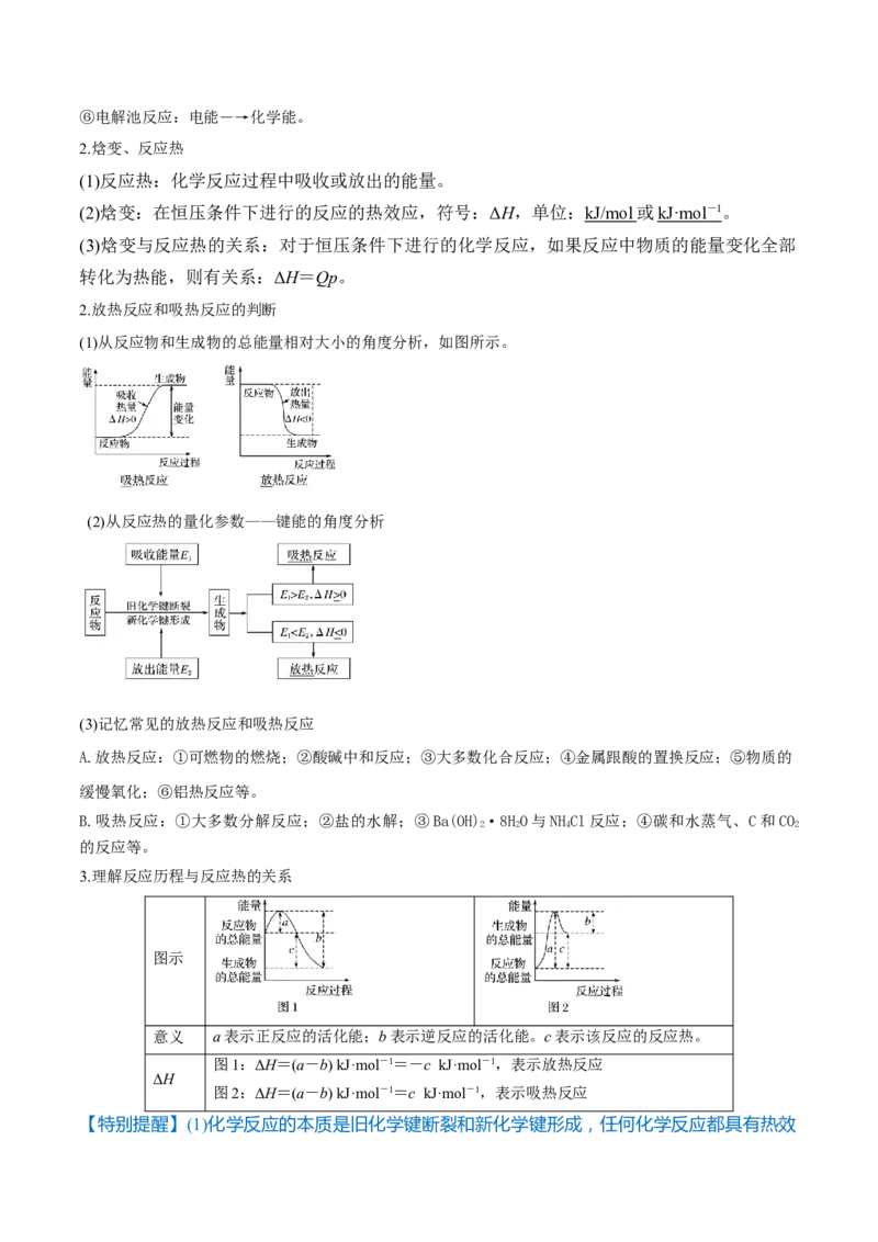 第17讲化学能与热能（精讲）-2022年一轮复习讲练测（原卷版）_05高考化学_新高考复习资料_2022年新高考资料_2022年高考化学一轮复习讲练测