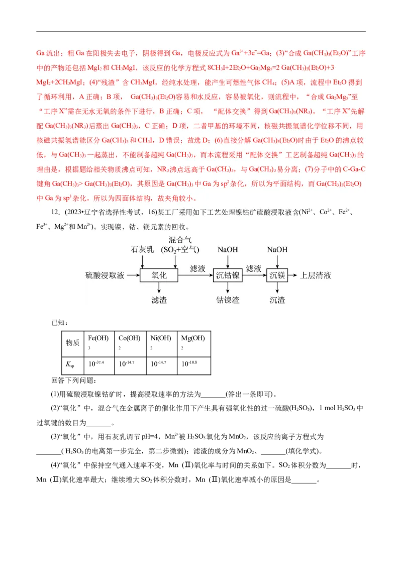 考点47无机工艺流程(核心考点精讲精练)_05高考化学_通用版（老高考）复习资料_2024年复习资料_完备战2024年高考化学一轮复习考点帮（全国通用）