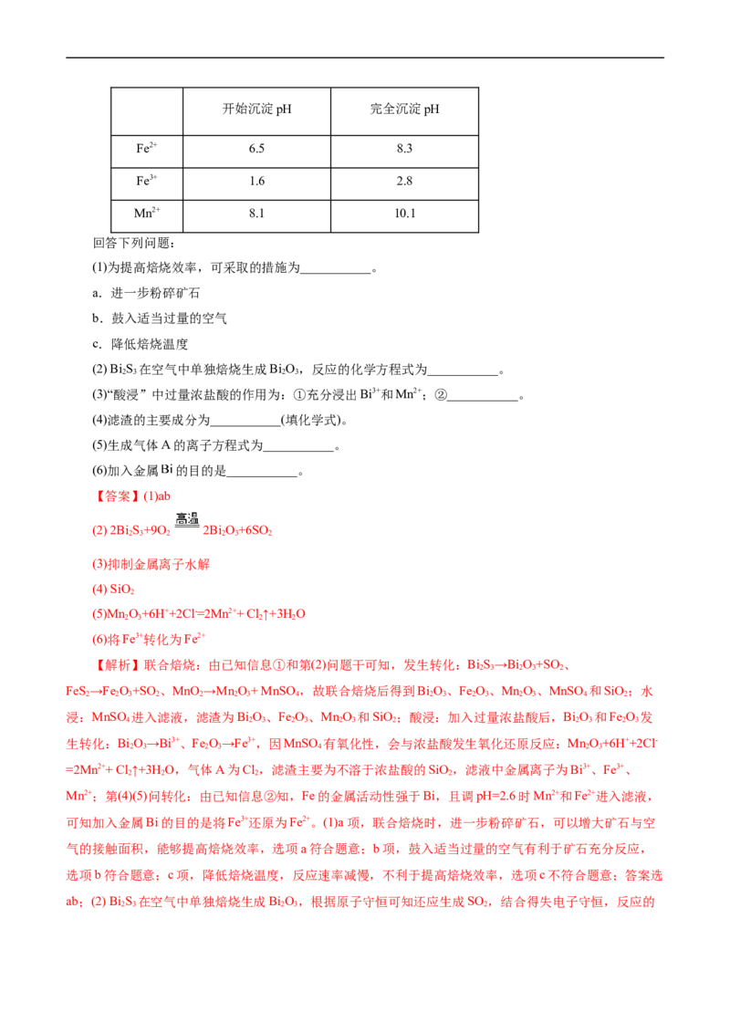 考点47无机工艺流程(核心考点精讲精练)_05高考化学_通用版（老高考）复习资料_2024年复习资料_完备战2024年高考化学一轮复习考点帮（全国通用）