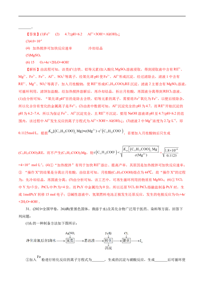 考点47无机工艺流程(核心考点精讲精练)_05高考化学_通用版（老高考）复习资料_2024年复习资料_完备战2024年高考化学一轮复习考点帮（全国通用）