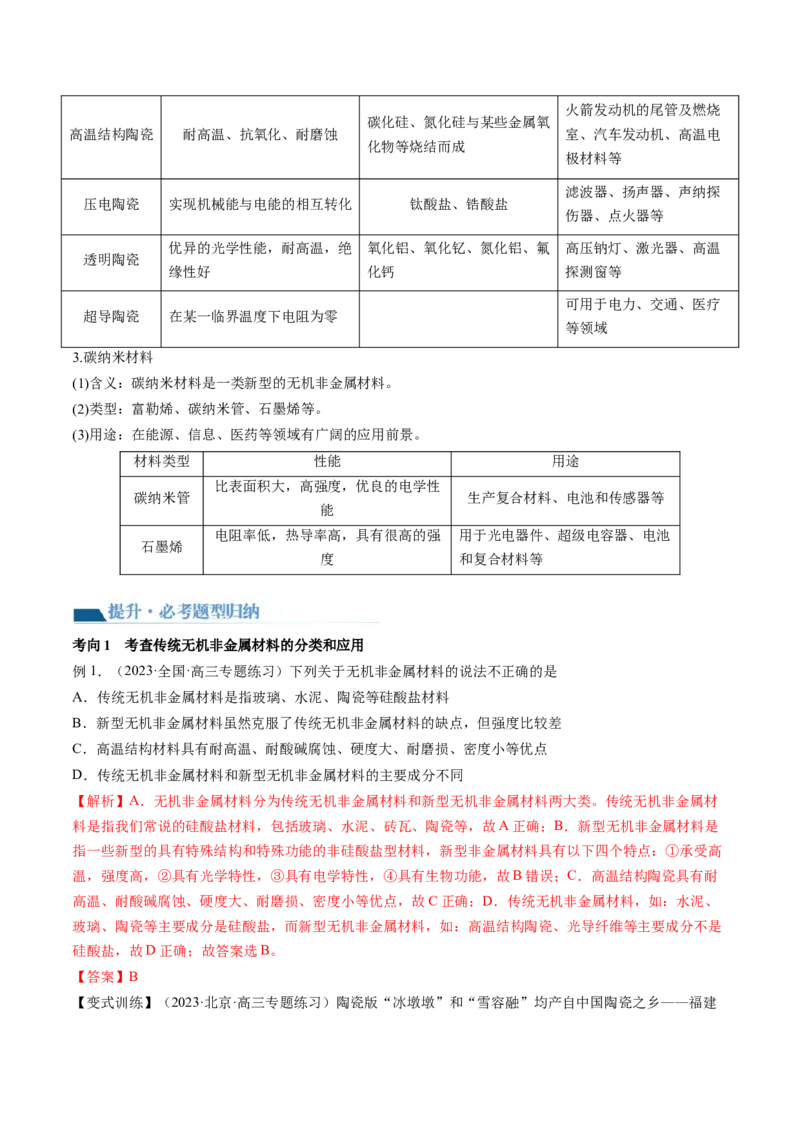 第15讲碳、硅及无机非金属材料（讲义）（解析版）_05高考化学_新高考复习资料_2024年新高考资料_一轮复习资料_完2024年高考化学一轮复习讲练测(课件+讲义+练习)（新高考）