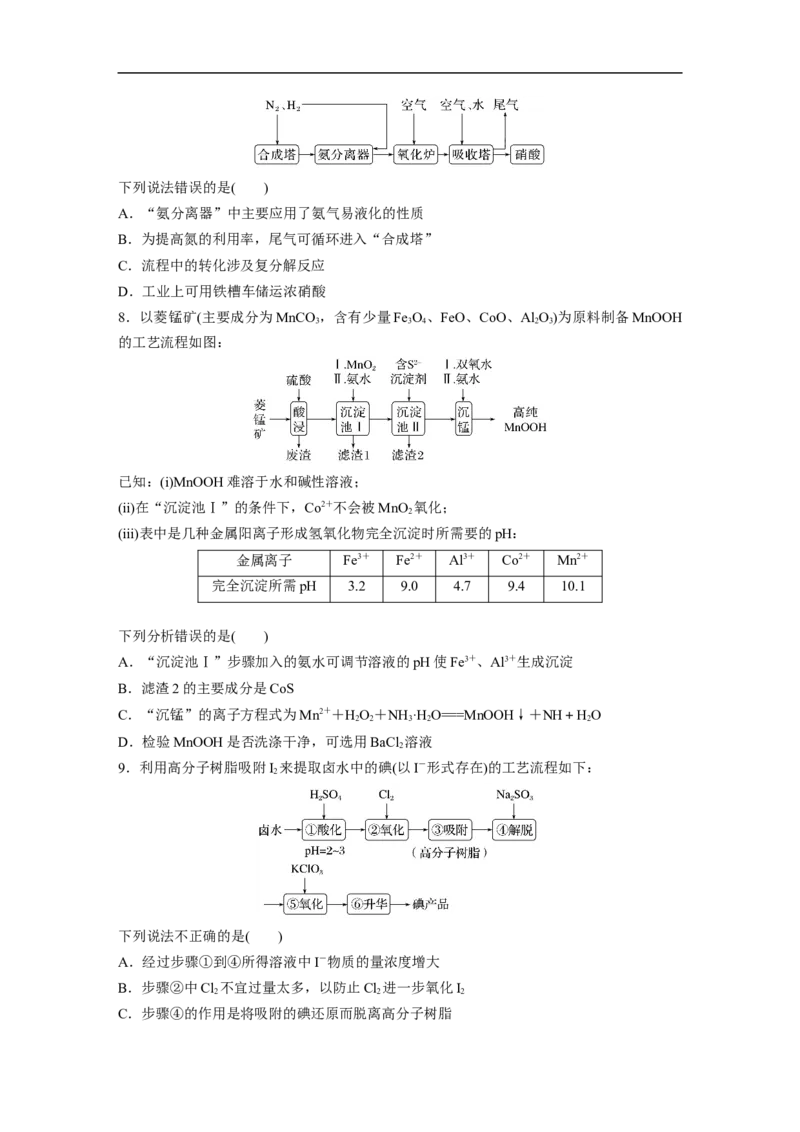 考前特训特色练15　化工微流程分析_05高考化学_新高考复习资料_2023年新高考资料_二轮复习_2023年高考化学二轮复习讲义+课件（新高考版）_2023年高考化学二轮复习讲义（新高考版）