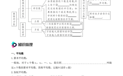 第二十章数据的分析知识清单（原卷版）_初中数学_八年级数学下册（人教版）_知识点总结_知识清单