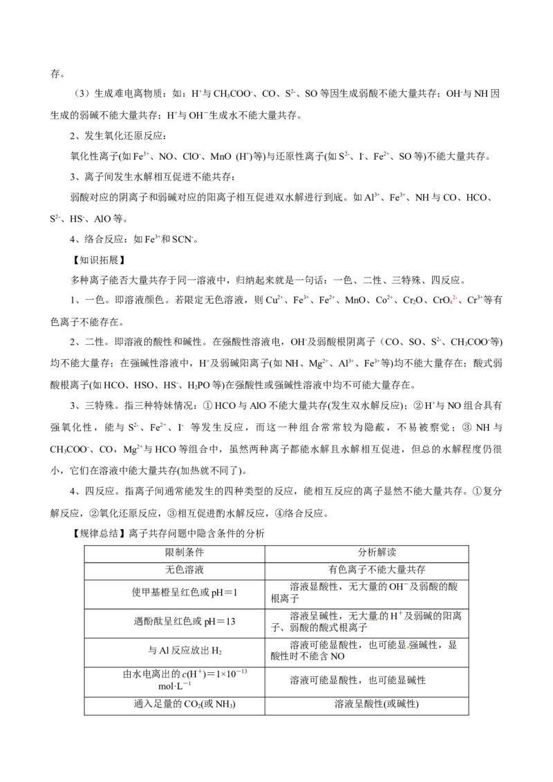 第4讲离子反应（讲）解析版_05高考化学_新高考复习资料_2022年新高考资料_2022年高考化学一轮复习讲练测（新教材新高考）