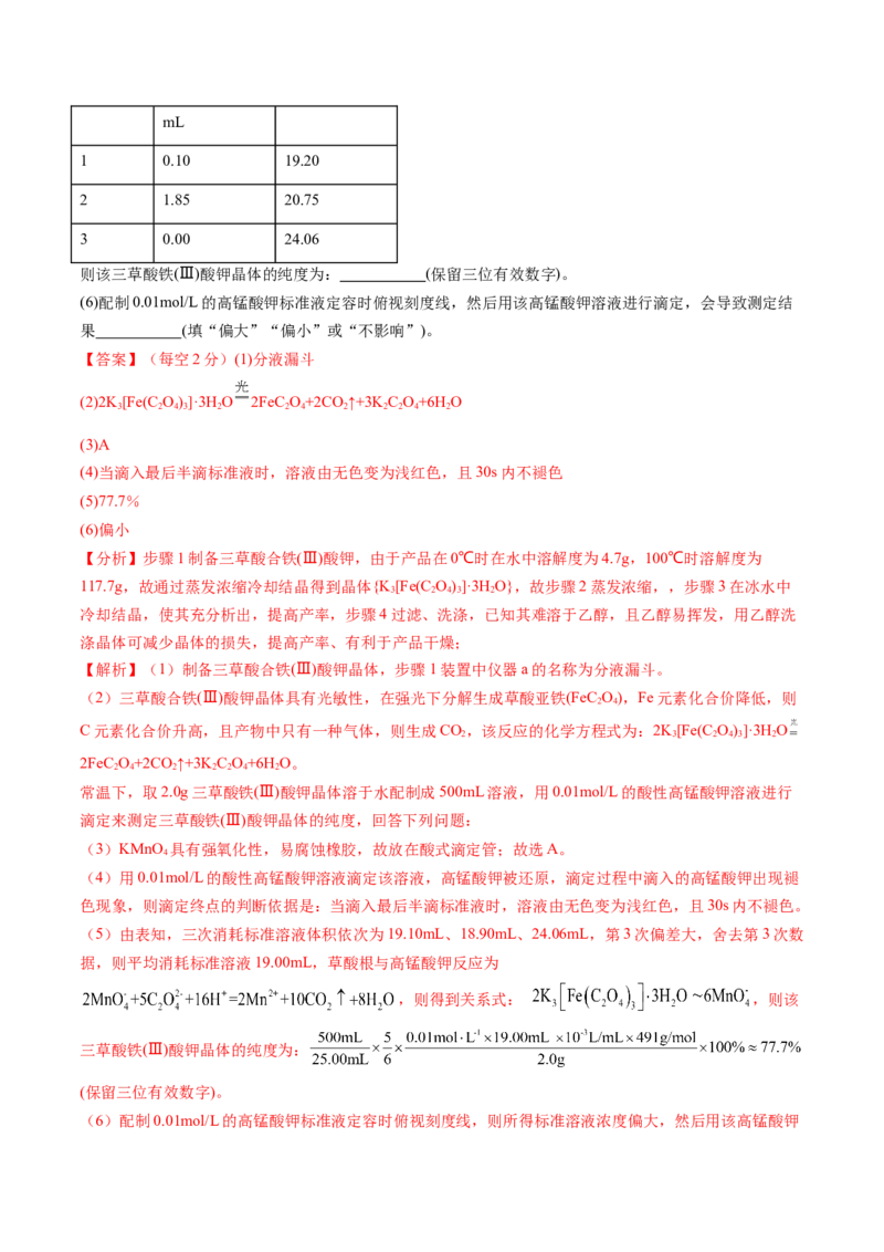 第34讲物质的分离、提纯和检验（练习）（解析版）_05高考化学_2024年新高考资料_1.2024一轮复习_2024年高考化学一轮复习讲练测（新教材新高考）_第34讲物质的分离、提纯和检验（练习）