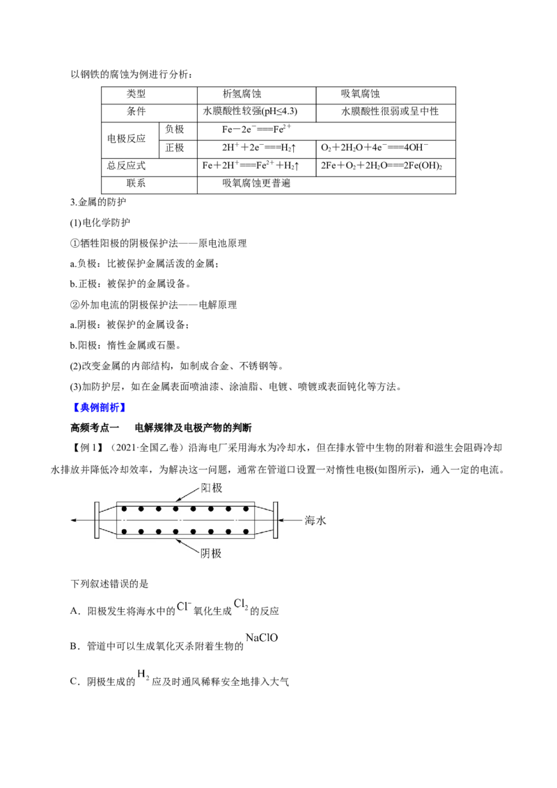第17讲电解池金属的腐蚀与防护（讲）解析版_05高考化学_新高考复习资料_2022年新高考资料_2022年高考化学一轮复习讲练测（新教材新高考）