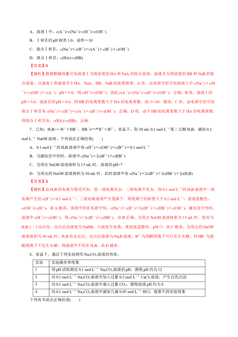 第23讲盐类水解（练）-2023年高考化学一轮复习讲练测（新教材新高考）（解析版）_05高考化学_新高考复习资料_2023年新高考资料_一轮复习