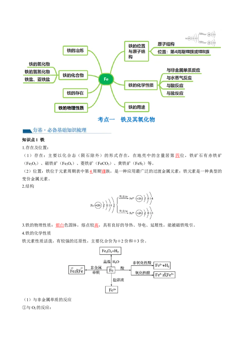 第10讲铁及其重要化合物（讲义）（解析版）_05高考化学_新高考复习资料_2024年新高考资料_一轮复习资料_完2024年高考化学一轮复习讲练测(课件+讲义+练习)（新高考）_讲义+练习