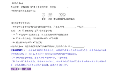 第01讲物质的量气体摩尔体积（讲义）（原卷版）_05高考化学_2025年新高考资料_一轮复习_2025年高考化学一轮复习讲练测（新教材新高考）_第二章化学计量及其应用