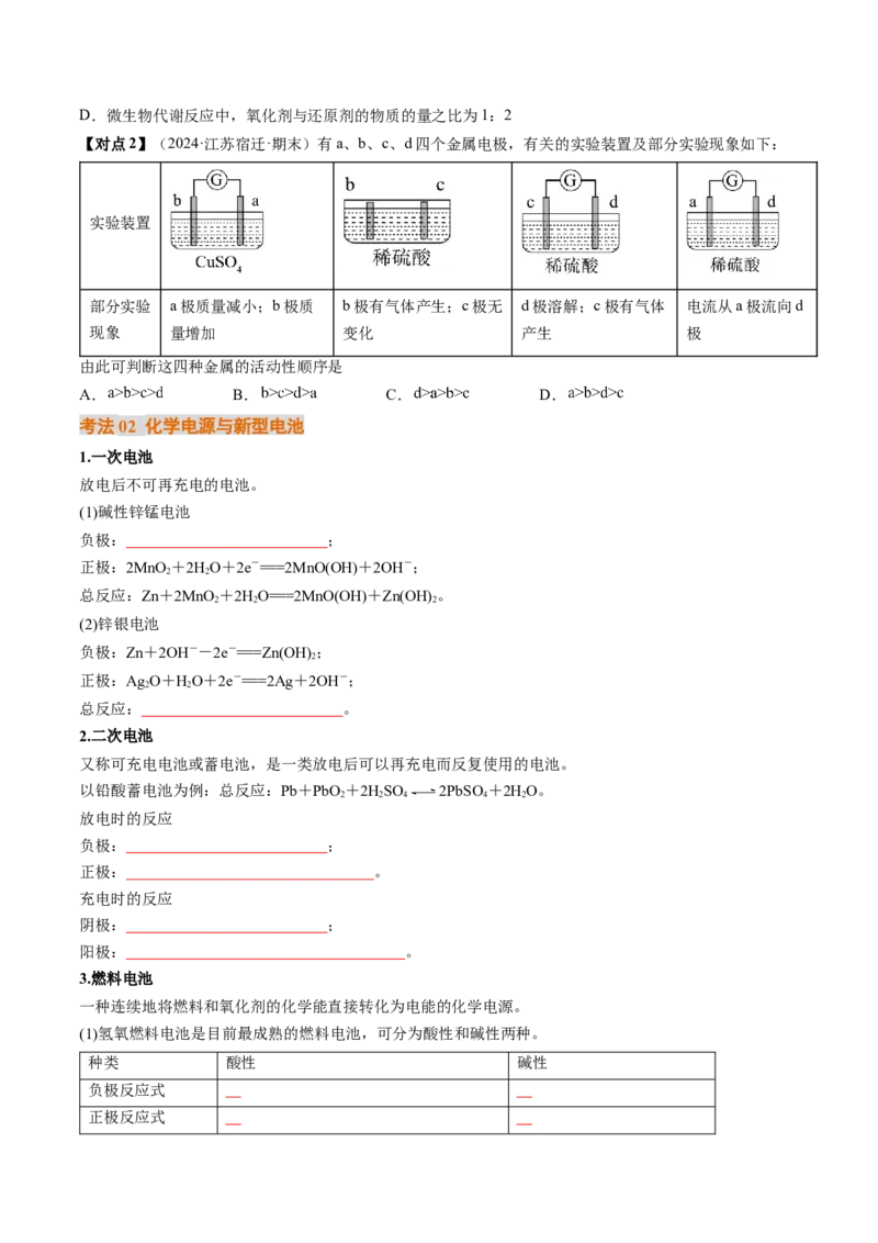 考点22原电池新型电源（核心考点精讲精练）-备战2025年高考化学一轮复习考点帮（新高考通用）（原卷版）_05高考化学_2025年新高考资料_一轮复习_备战2025年高考化学一轮复习考点帮