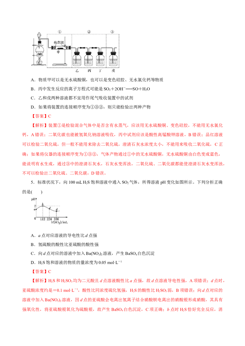 第11讲硫及其化合物（练）解析版_05高考化学_新高考复习资料_2022年新高考资料_2022年高考化学一轮复习讲练测（新教材新高考）