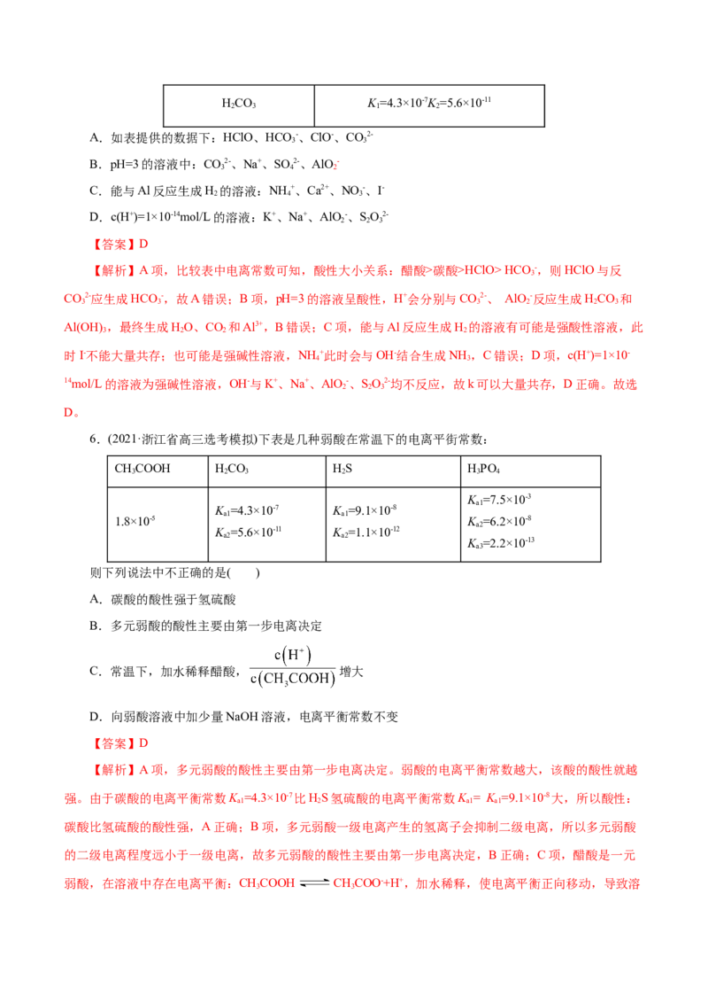 第30练电离平衡-2023年高考化学一轮复习小题多维练（解析版）_05高考化学_新高考复习资料_2023年新高考资料_一轮复习_2023年新高考化学一轮复习小题多维练