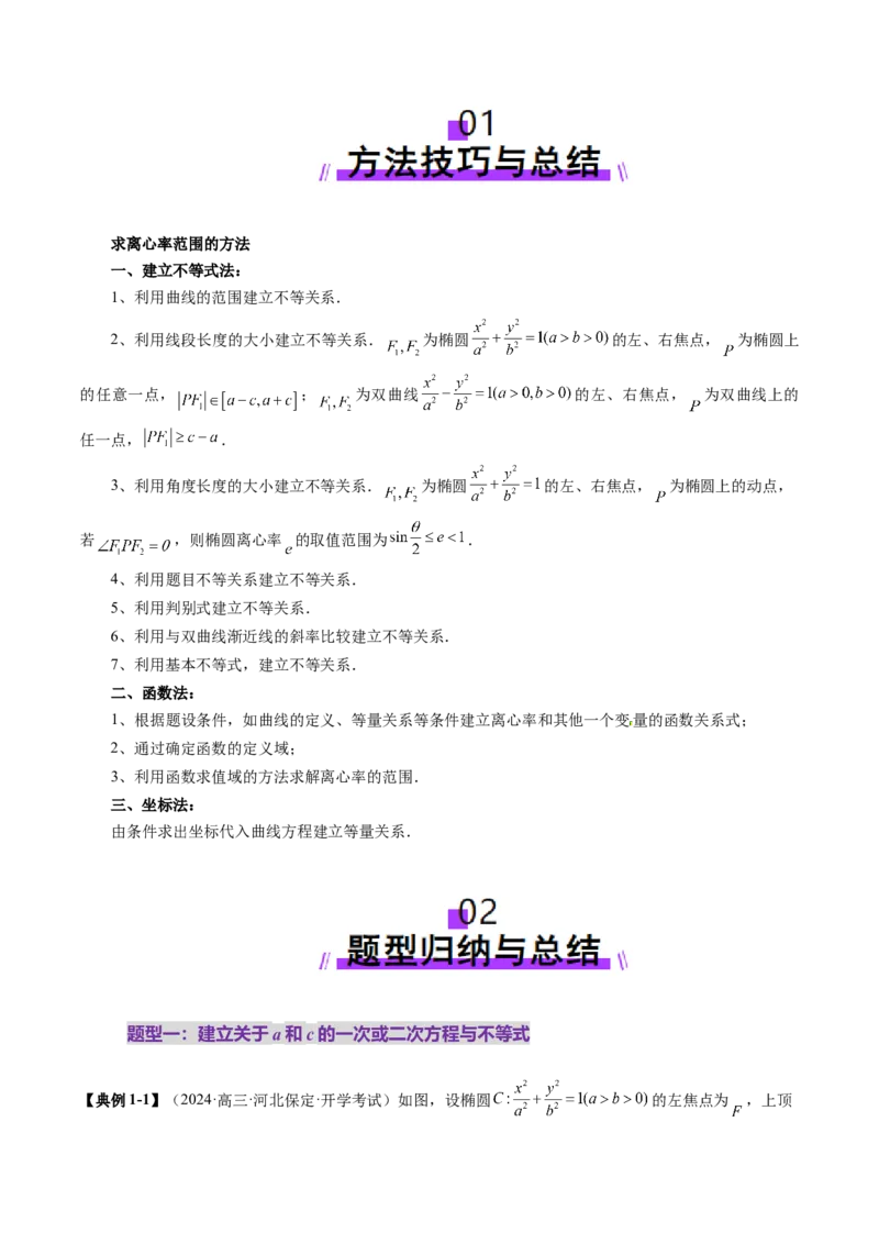 重难点突破04轻松搞定圆锥曲线离心率二十大模型（二十大题型）（解析版）_2.2025数学总复习_2025年新高考资料_一轮复习_2025年高考数学一轮复习讲练测（新教材新高考，含2024高考真题）