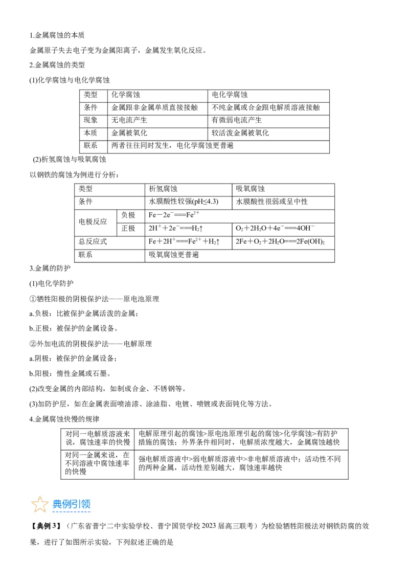 考点3电解池金属的腐蚀与防护（核心考点精讲精练）-备战2024年高考化学一轮复习考点帮（新高考专用）（原卷版）_05高考化学_新高考复习资料_2024年新高考资料_一轮复习资料