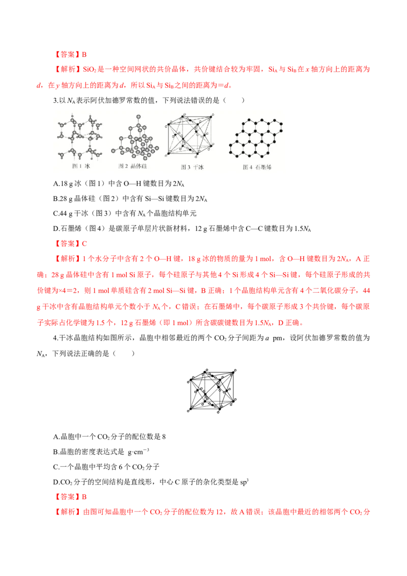 第31讲晶体结构与性质（练）-2023年高考化学一轮复习讲练测（新教材新高考）（解析版）_05高考化学_新高考复习资料_2023年新高考资料_一轮复习