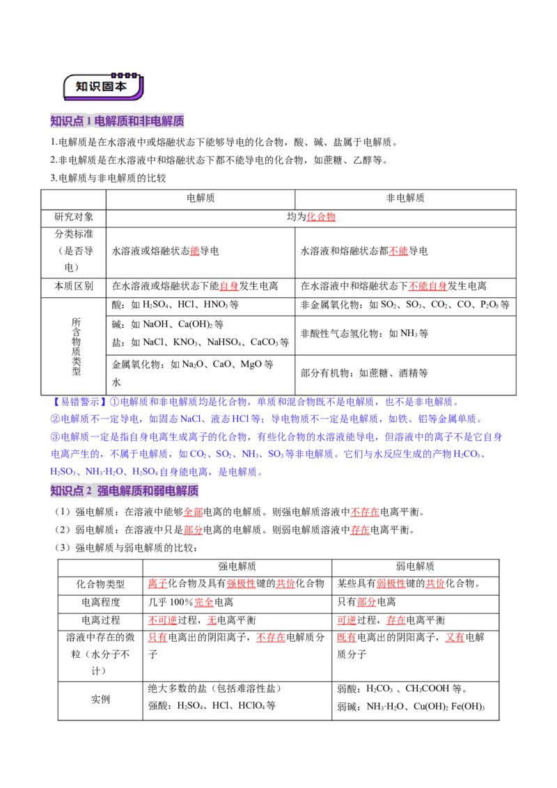 第02讲离子反应、离子方程式（讲义）（解析版）_05高考化学_2025年新高考资料_一轮复习_2025年高考化学一轮复习讲练测（新教材新高考）_第一章物质及其变化