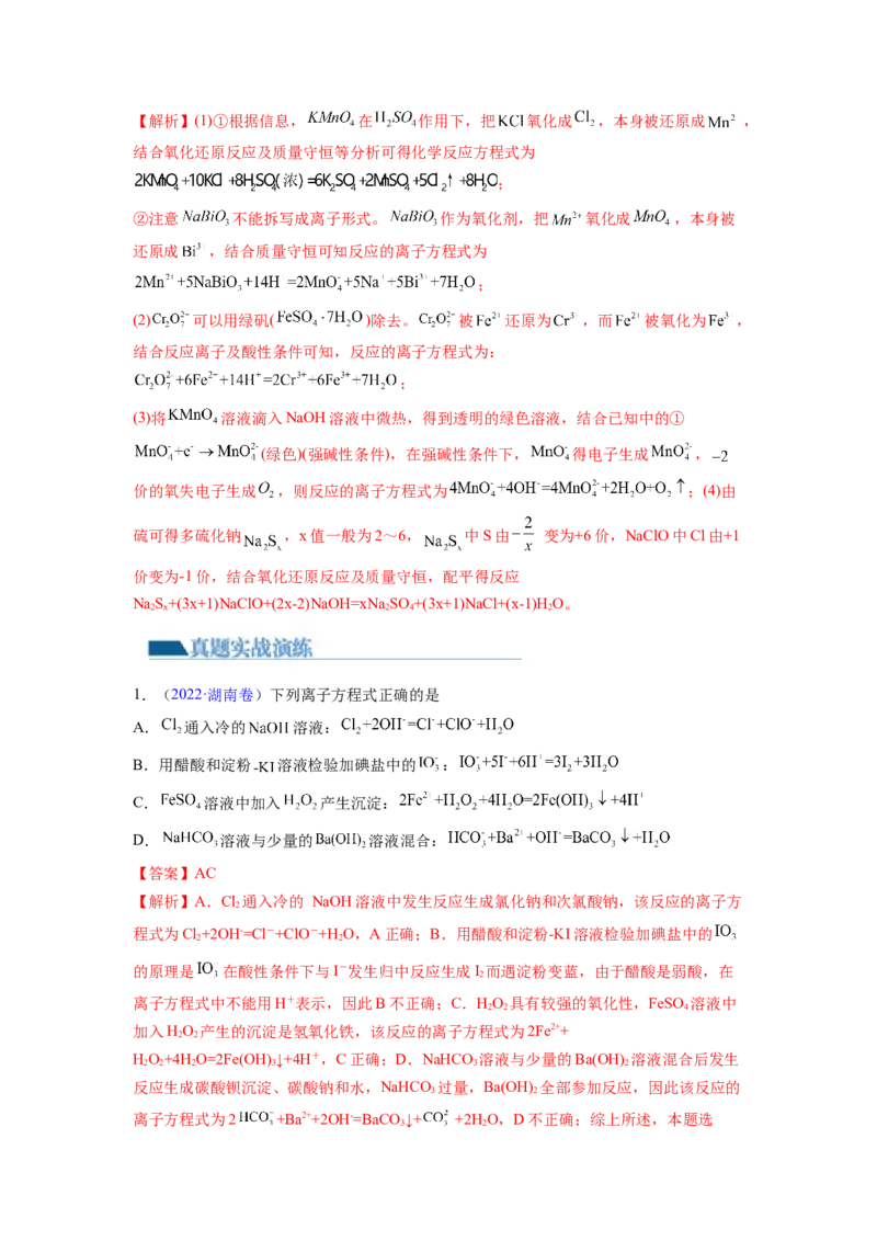第05讲离子反应离子方程式（练习）（解析版）_05高考化学_新高考复习资料_2024年新高考资料_一轮复习资料_完2024年高考化学一轮复习讲练测(课件+讲义+练习)（新高考）_讲义+练习