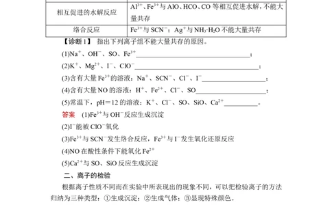 第3讲　离子共存　离子的检验与推断_05高考化学_通用版（老高考）复习资料_2023年复习资料_一轮复习_2023年高考化学一轮复习讲义+课件（全国版）_2023年高考化学一轮复习讲义（全国版）