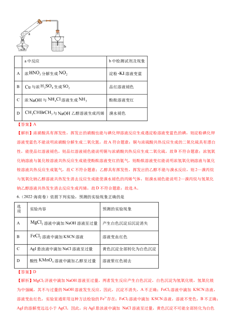 考点2物质的分离、提纯、检验与鉴别（核心考点精讲精练（解析版）_05高考化学_新高考复习资料_2024年新高考资料_一轮复习资料_第10章化学实验基础与探究