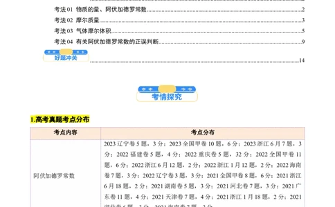考点06物质的量气体摩尔体积（核心考点精讲精练）（原卷版）_05高考化学_新高考复习资料_2025年新高考资料_备战2025年高考化学一轮复习考点帮（新高考通用）3269080