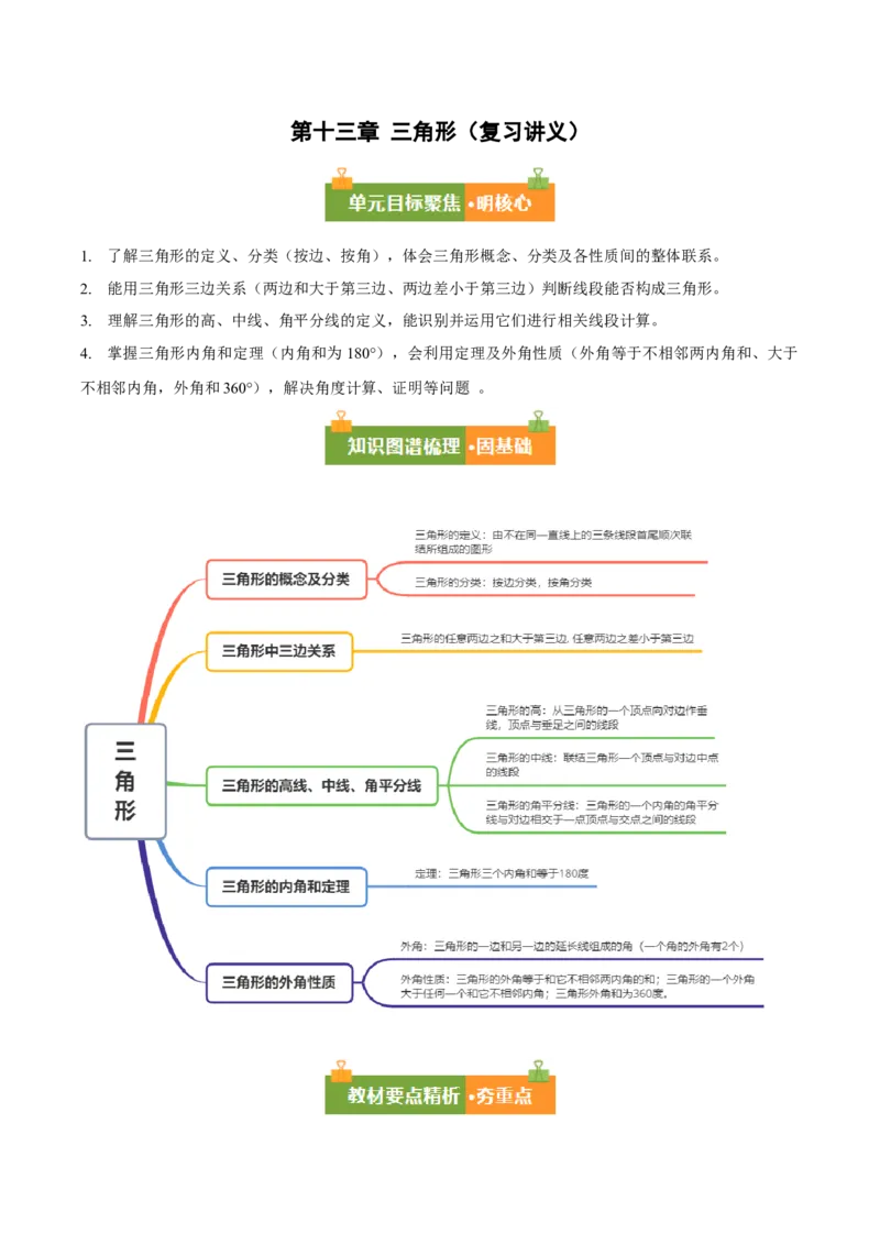第十三章三角形（复习讲义）（学生版）_初中数学_八年级数学上册（人教版）_知识点汇总-U105_2026版