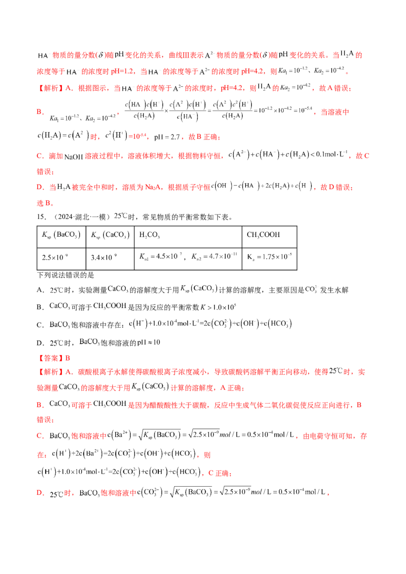 考点31盐类的水解（核心考点精讲精练）-备战2025年高考化学一轮复习考点帮（新高考通用）（解析版）_05高考化学_2025年新高考资料_一轮复习_备战2025年高考化学一轮复习考点帮