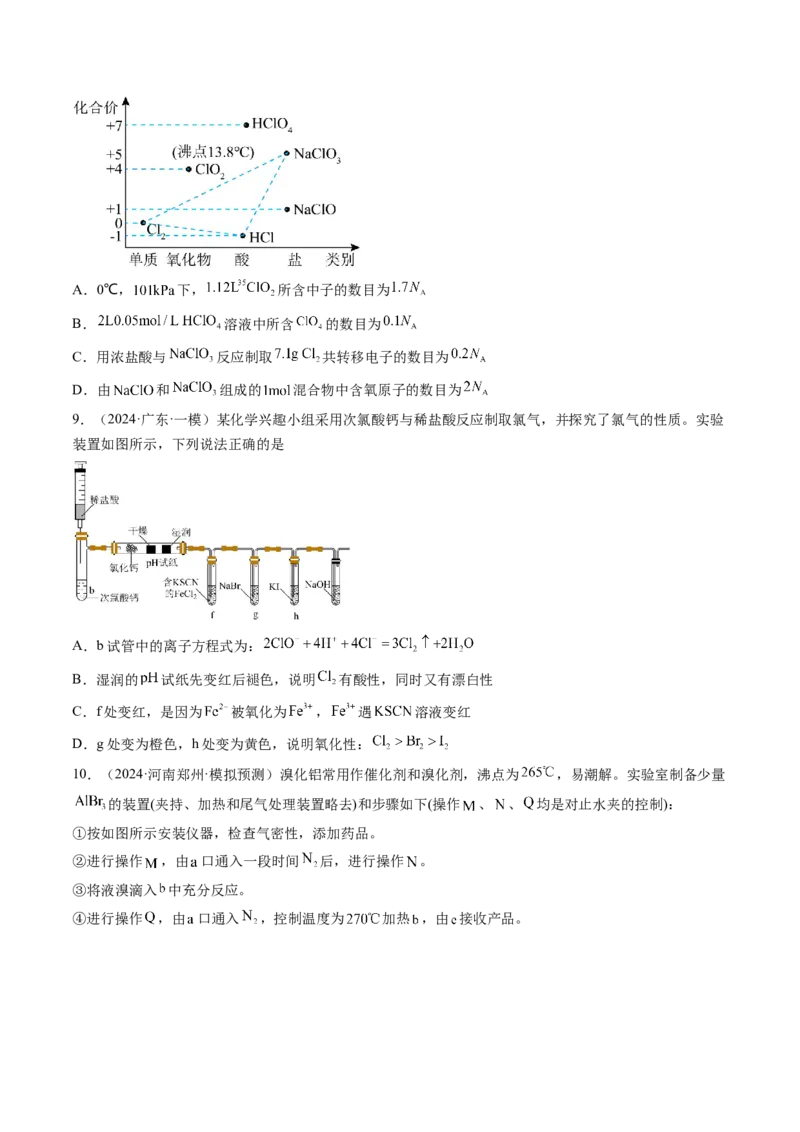 考点13氯及其化合物（核心考点精讲精练）-备战2025年高考化学一轮复习考点帮（新高考通用）（原卷版）_05高考化学_2025年新高考资料_一轮复习_备战2025年高考化学一轮复习考点帮
