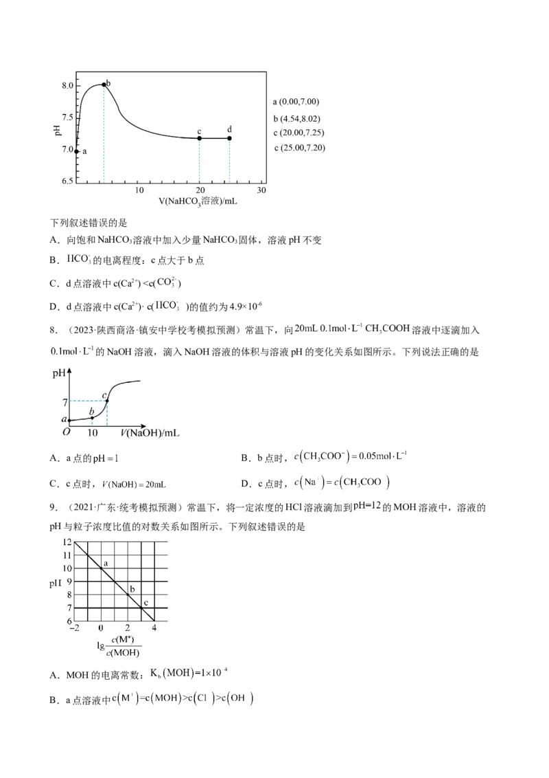 第29讲水的电离和溶液的酸碱性（练习）（原卷版）_05高考化学_2024年新高考资料_1.2024一轮复习_2024年高考化学一轮复习讲练测（新教材新高考）_第29讲水的电离和溶液的酸碱性（练习）
