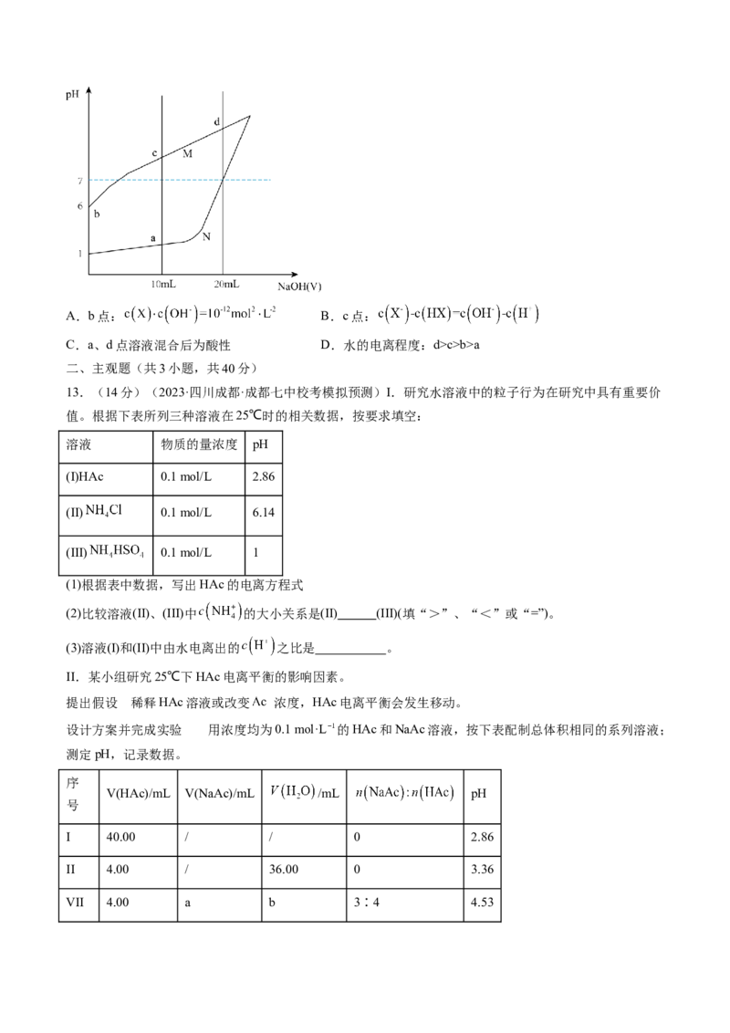 第29讲水的电离和溶液的酸碱性（练习）（原卷版）_05高考化学_2024年新高考资料_1.2024一轮复习_2024年高考化学一轮复习讲练测（新教材新高考）_第29讲水的电离和溶液的酸碱性（练习）