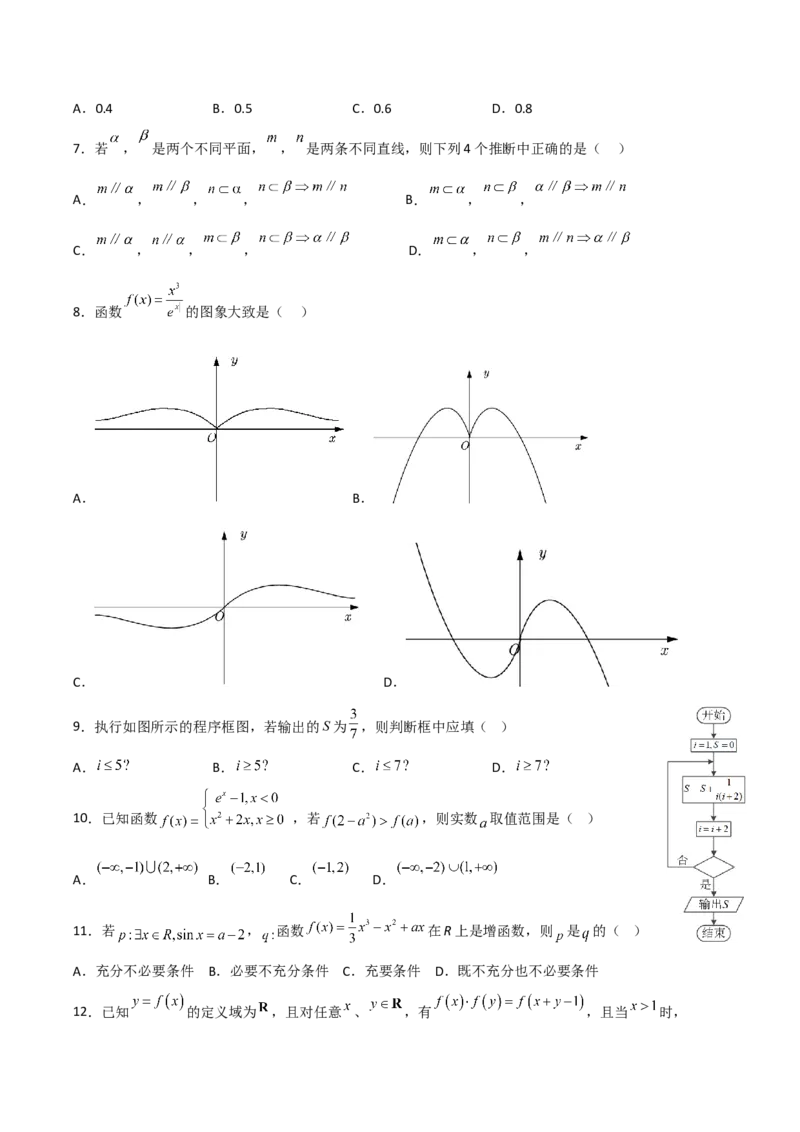 高考押题卷（四）全国卷理科（原卷版）_2.2025数学总复习_赠品通用版（老高考）复习资料_二轮复习_高频考点解密2023年高考数学二轮复习讲义+分层训练（全国通用）