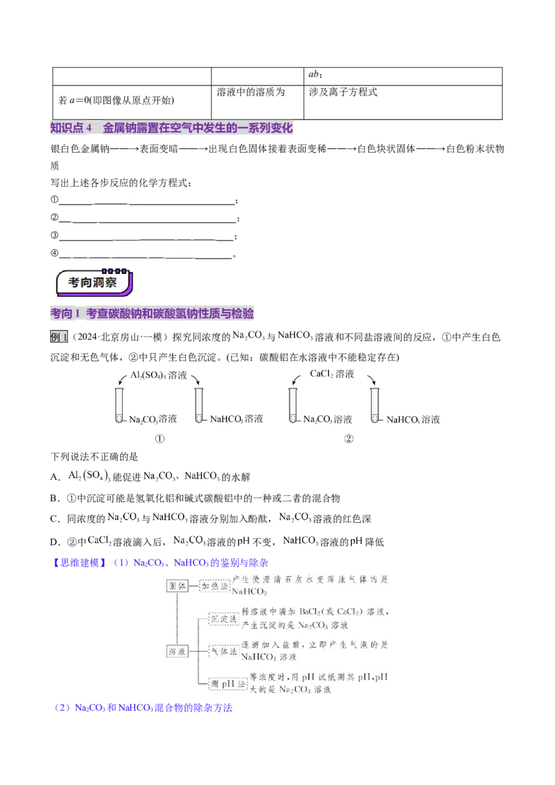 第01讲钠及其重要化合物（讲义）（原卷版）_05高考化学_新高考复习资料_2025年新高考资料_上好课2025年高考化学一轮复习讲练测（新教材新高考）_第三章金属及其化合物