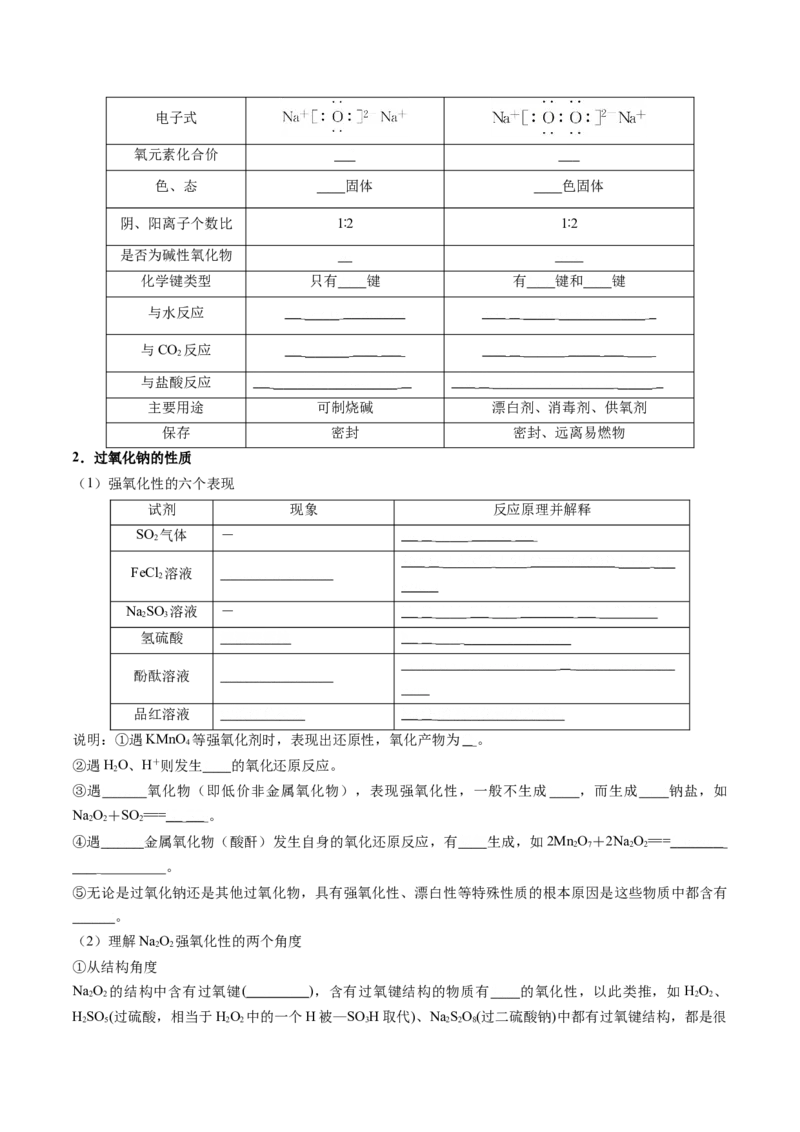 第01讲钠及其重要化合物（讲义）（原卷版）_05高考化学_新高考复习资料_2025年新高考资料_上好课2025年高考化学一轮复习讲练测（新教材新高考）_第三章金属及其化合物