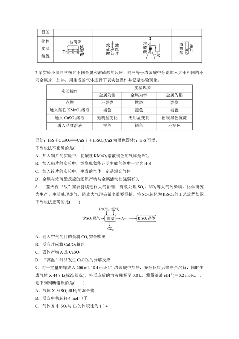 第5章第23练　硫酸、酸雨及防治_05高考化学_2024年新高考资料_1.2024一轮复习_2024年高考化学一轮复习讲义（新人教新高考版）_学生版在此文件夹_一轮复习71练