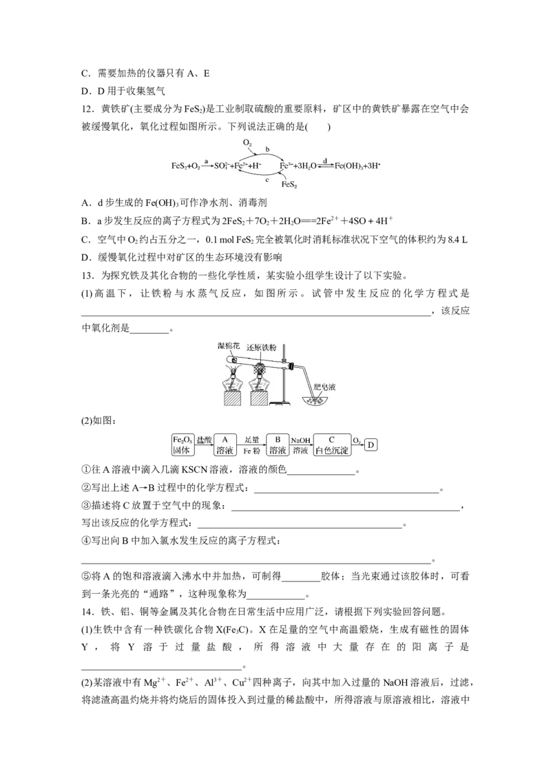 第4章第15练　铁及其氧化物和氢氧化物_05高考化学_2024年新高考资料_1.2024一轮复习_2024年高考化学一轮复习讲义（新人教新高考版）_学生版在此文件夹_一轮复习71练