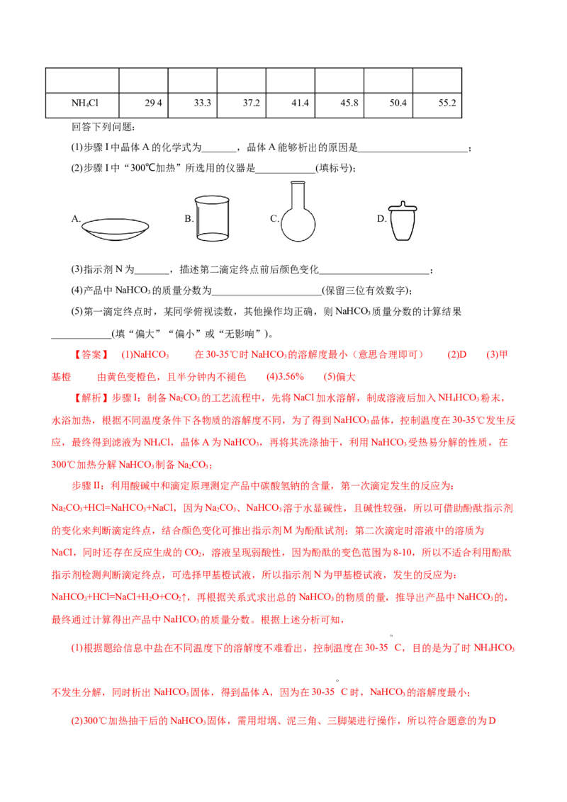 第28讲定性、定量实验（练）-2023年高考化学一轮复习讲练测（新教材新高考）（解析版）_05高考化学_新高考复习资料_2023年新高考资料_一轮复习