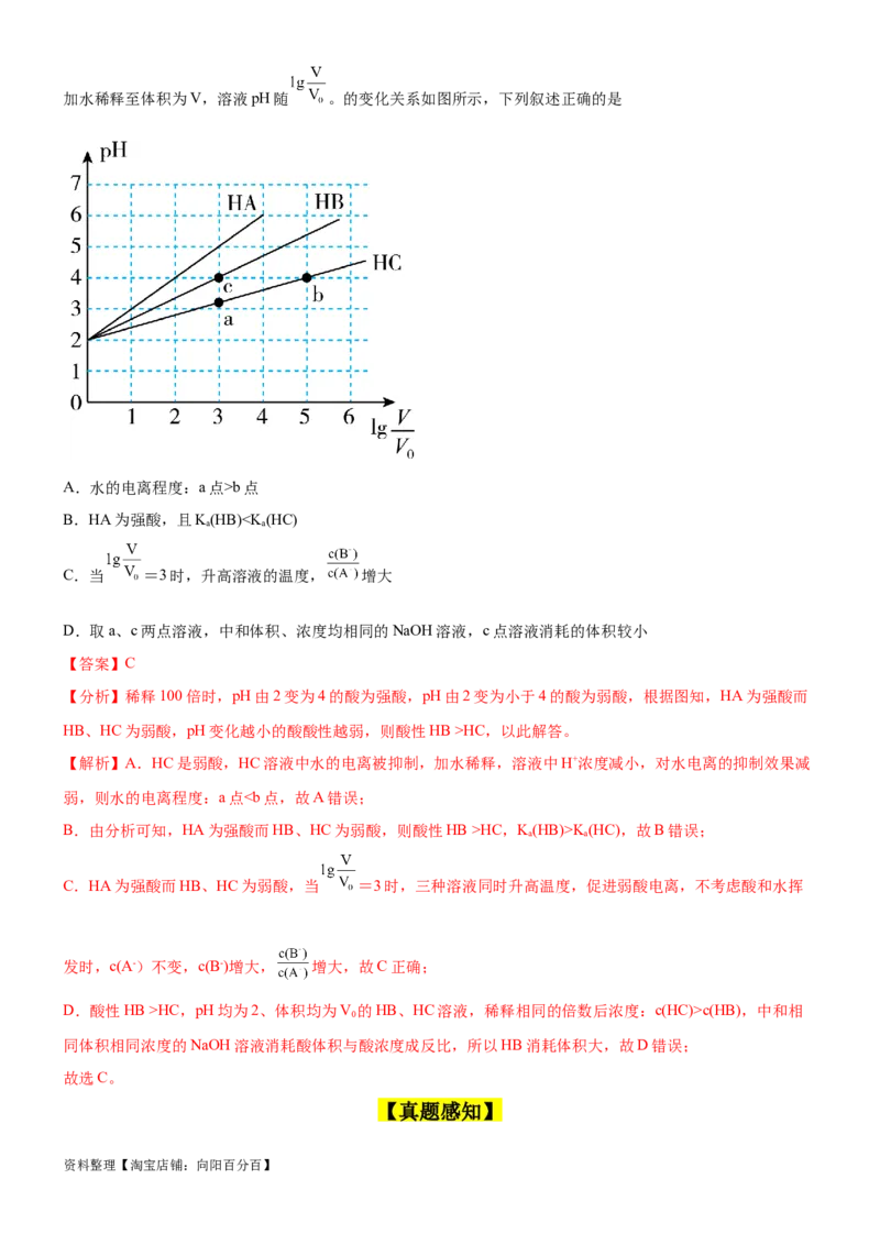 考点2水的电离与溶液的pH（核心考点精讲精练（解析版）_05高考化学_新高考复习资料_2024年新高考资料_一轮复习资料_完备战2024年高考化学一轮复习考点帮（新高考专用）