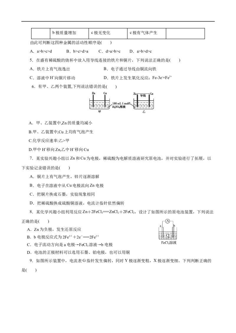 第34练原电池-2023年高考化学一轮复习小题多维练（原卷版）_05高考化学_通用版（老高考）复习资料_2023年复习资料_一轮复习_2023年高考化学一轮复习小题多维练（全国通用）