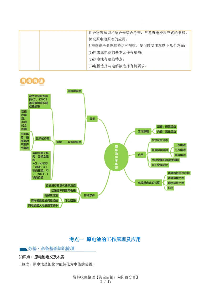 第22讲原电池化学电源（讲义）（原卷版）_05高考化学_新高考复习资料_2024年新高考资料_一轮复习资料_完2024年高考化学一轮复习讲练测(课件+讲义+练习)（新高考）_讲义+练习