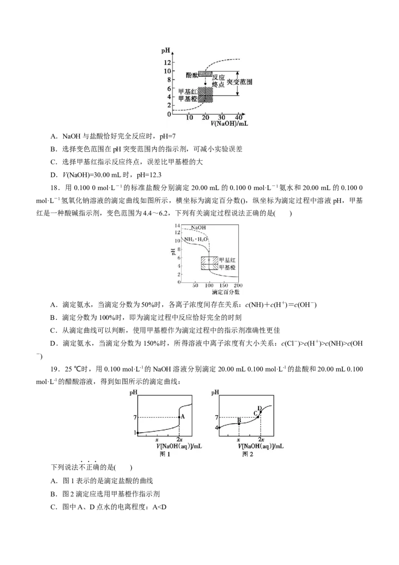 第02讲水的电离和溶液的酸碱性(练习)(原卷版)_05高考化学_2025年新高考资料_一轮复习_2025年高考化学一轮复习讲练测（新教材新高考）_第八章水溶液中的离子反应与平衡