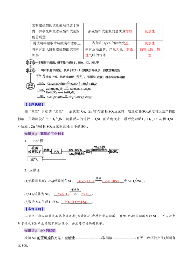 第02讲硫及其重要化合物(讲义)(解析版)_05高考化学_2025年新高考资料_一轮复习_2025年高考化学一轮复习讲练测（新教材新高考）_第四章非金属及其化合物