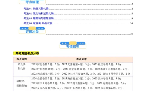 考点09钠及其重要化合物（核心考点精讲精练）-备战2025年高考化学一轮复习考点帮（新高考通用）（解析版）_05高考化学_2025年新高考资料_一轮复习_备战2025年高考化学一轮复习考点帮