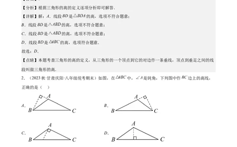 第十一章三角形单元复习提升（易错与拓展）（教师版）_初中数学_八年级数学上册（人教版）_知识点汇总-U105_2024版