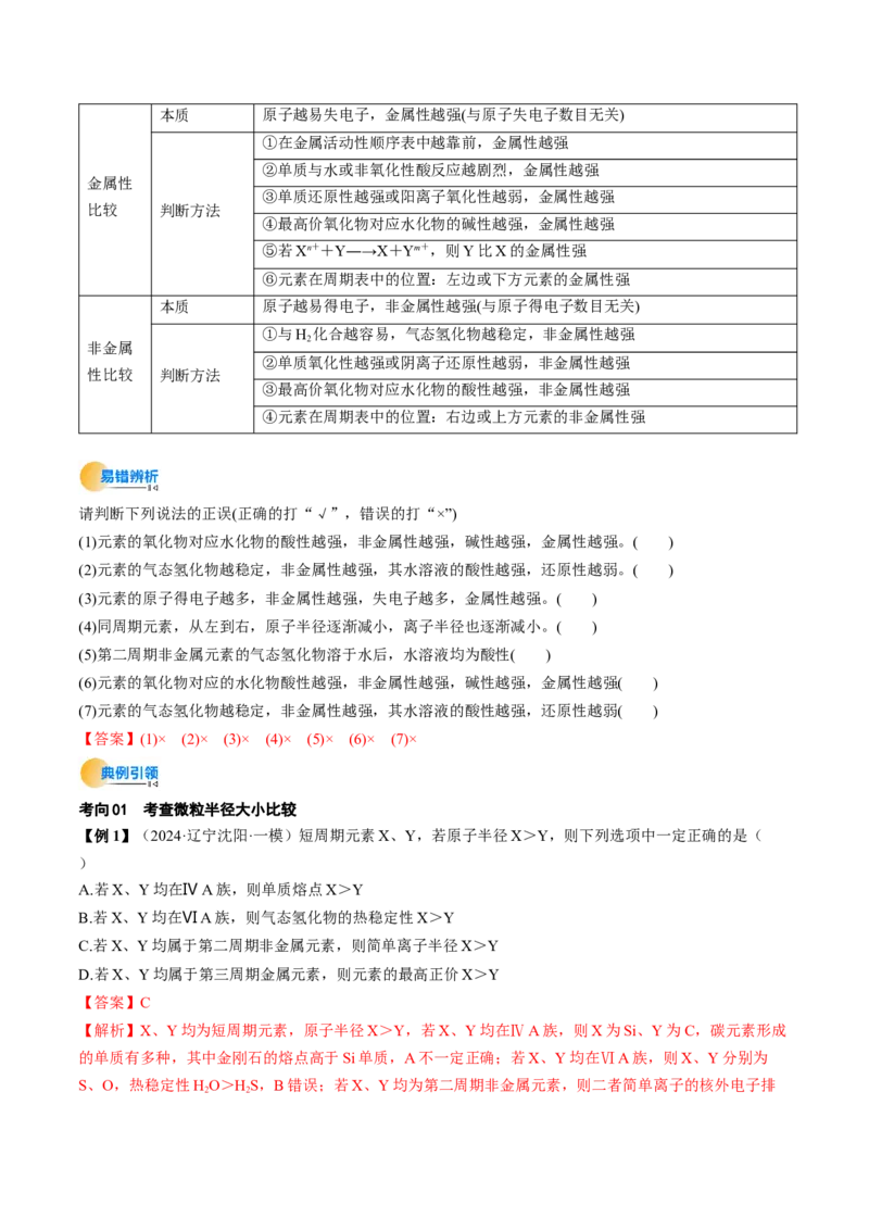 考点17元素周期表元素周期律（核心考点精讲精练）-备战2025年高考化学一轮复习考点帮（新高考通用）（解析版）_05高考化学_2025年新高考资料_一轮复习