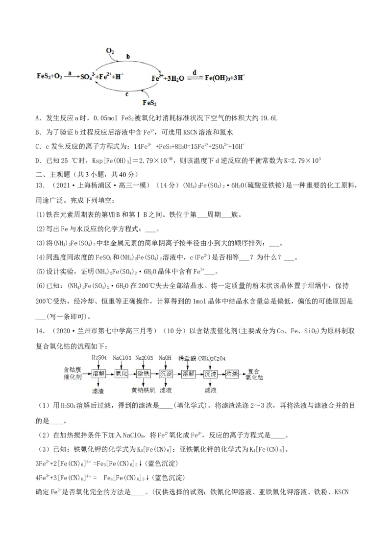 第09讲铁及其重要化合物（精练）-2022年一轮复习讲练测（原卷版）_05高考化学_新高考复习资料_2022年新高考资料_2022年高考化学一轮复习讲练测