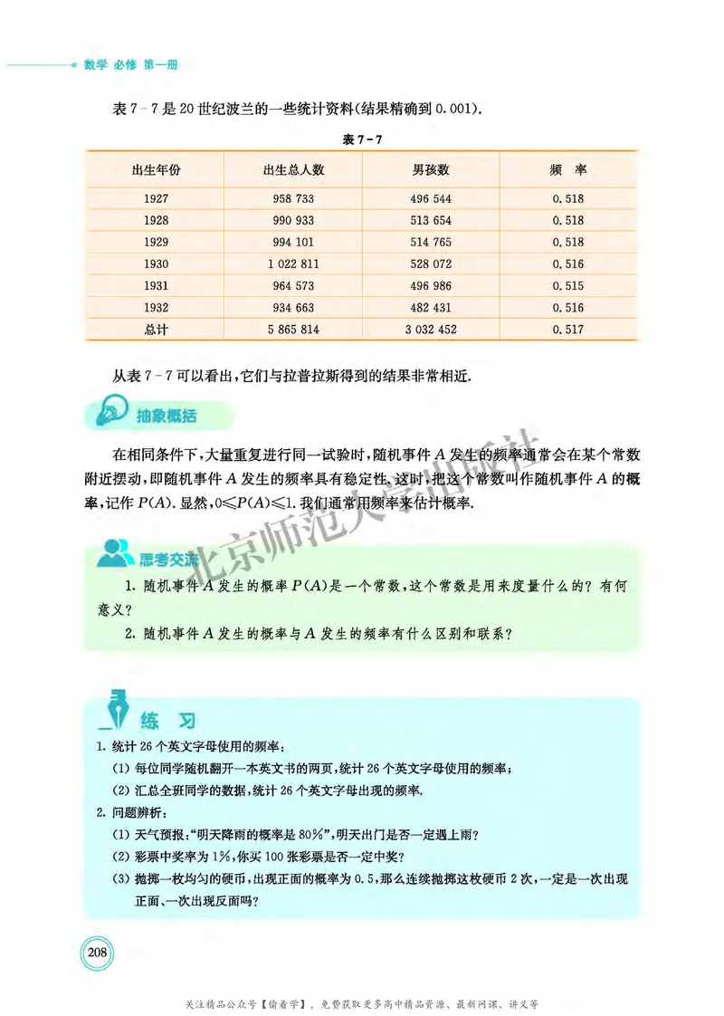 普通高中教科书&middot;数学必修第一册(1)_高中全套电子教材及答案。_01高中电子教材全套_数学_北师大版_高中年级_必修第一册