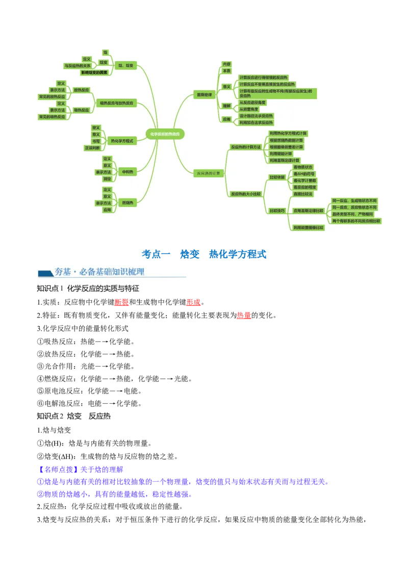 第21讲化学反应的热效应（讲义）（解析版）_05高考化学_2024年新高考资料_1.2024一轮复习_2024年高考化学一轮复习讲练测（新教材新高考）_第21讲化学反应的热效应（讲义）